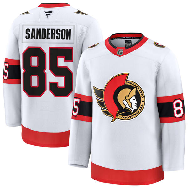 Mens Ottawa Senators #85 Jake Sanderson Fanatics White Away Premium Jersey